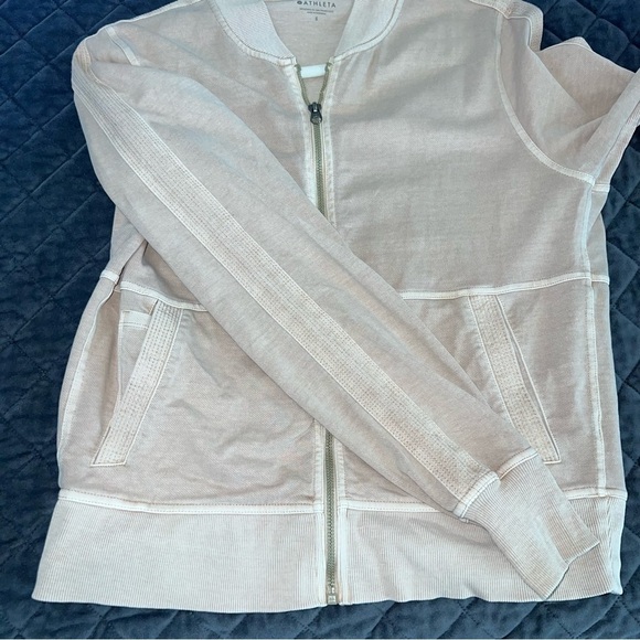 Athleta Sweater Farallon Women Small Tan Zip Up Lightweight Jacket Mocha Latte T - Picture 9 of 9